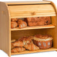 CARLA HOME Large Bamboo Bread Box Storage Organizer with Roll Top for Kitchen Counter
