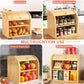 CARLA HOME Large Bamboo Bread Box Storage Organizer with Roll Top for Kitchen Counter
