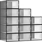 CARLA HOME 12-Pack Clear Shoe Storage Boxes - Stackable - Black - Shoe Box Storage