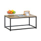 CARLA HOME Modern Rustic Coffee Table - Wood Top Metal Frame - Brown - Steel - Modern Coffee Table