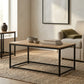 CARLA HOME Modern Rustic Coffee Table - Wood Top Metal Frame - Brown - Steel - Modern Coffee Table