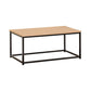 CARLA HOME Modern Rustic Coffee Table - Wood Top Metal Frame - Brown - Steel - Modern Coffee Table