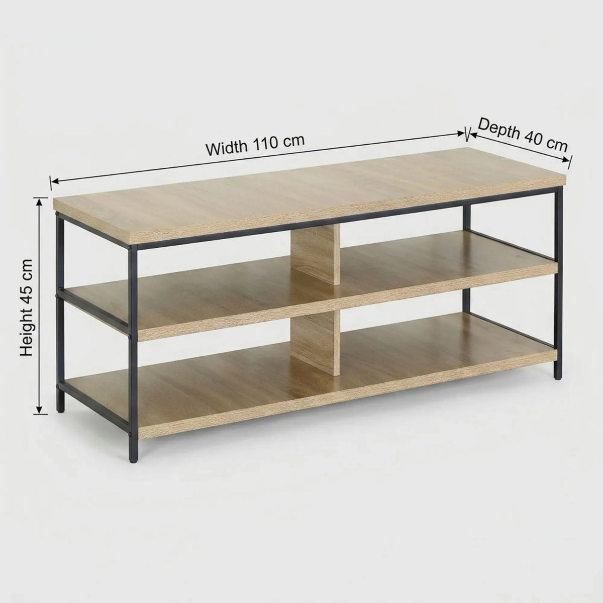 CARLA HOME Tv Stand 3 Tier Open Shelf Entertainment Console - Brown - Rustic - Steel