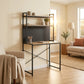 CARLA HOME Computer Desk with Hutch Shelves and Pegboard - Brown - Rustic - Steel