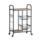 CARLA HOME Kitchen Trolley Cart with Wire Baskets - Brown - Rustic - Steel - Kitchen Rolling Cart