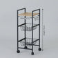 CARLA HOME 3 Tier Rolling Kitchen Trolley Cart - Rustic Brown - Steel - Kitchen Rolling Cart