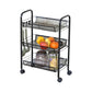 CARLA HOME 3 Tier Rolling Kitchen Trolley Cart - Metal Mesh - Black - Basic - Steel