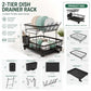 CARLA HOME 2 tier Dish Drying Rack with Drainboard & Utensil Holder for Kitchen (Black)