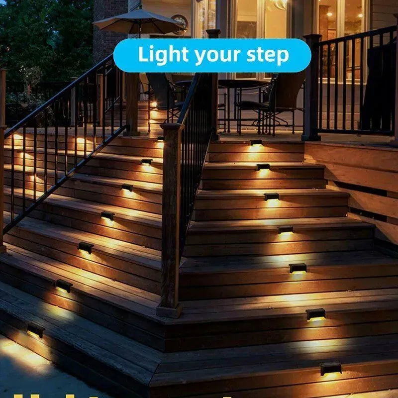 Outdoor Solar LED Deck Lights - 8-Pack Multicoloured Warm White Garden Pathway Lamps
