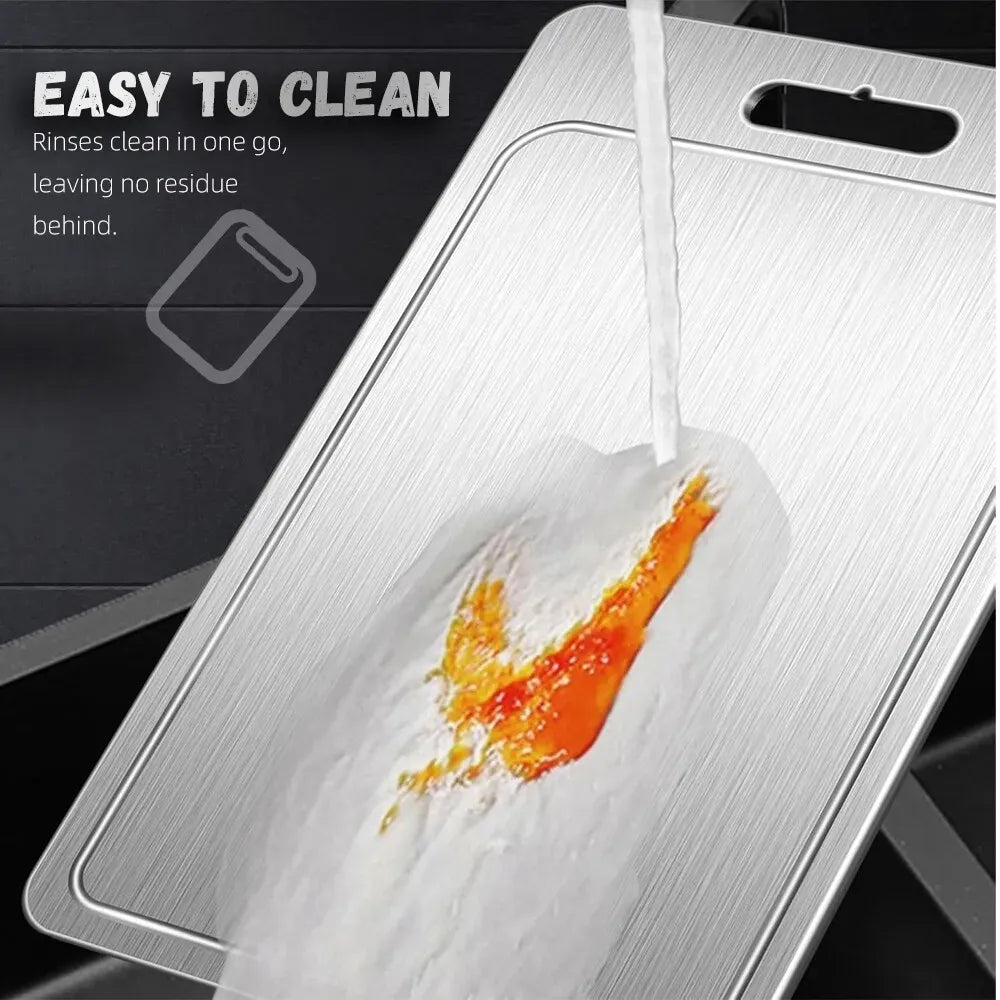 Double-Sided Titanium Cutting Board in Silver, , 1.5mm Thickness for Kitchen and Camping