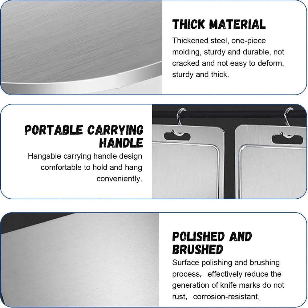 Double-Sided Titanium Cutting Board in Silver, , 1.5mm Thickness for Kitchen and Camping