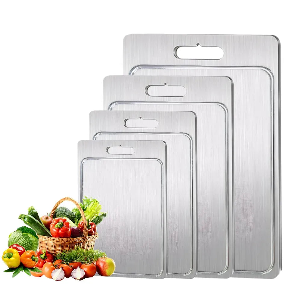 Double-Sided Titanium Cutting Board in Silver, , 1.5mm Thickness for Kitchen and Camping