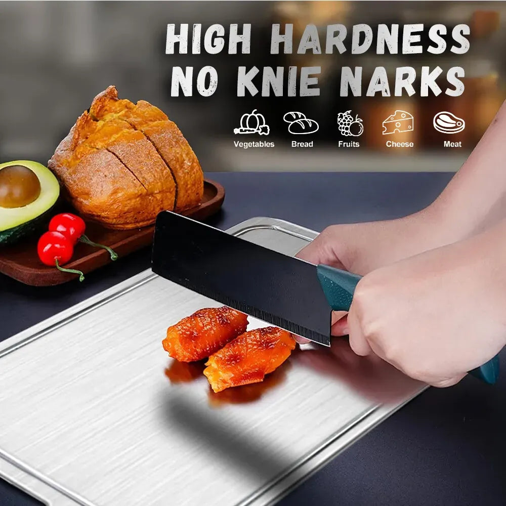 Double-Sided Titanium Cutting Board in Silver, , 1.5mm Thickness for Kitchen and Camping