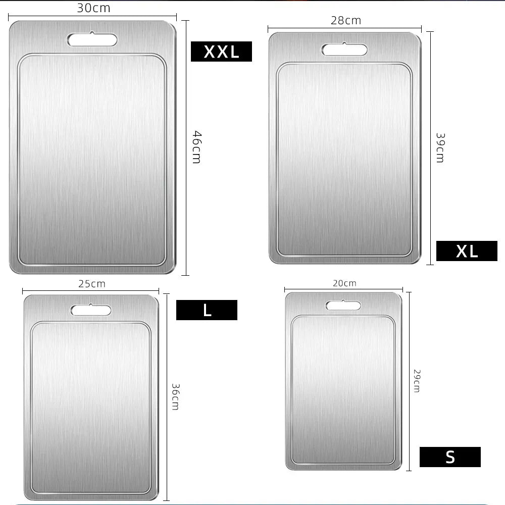 Double-Sided Titanium Cutting Board in Silver, , 1.5mm Thickness for Kitchen and Camping