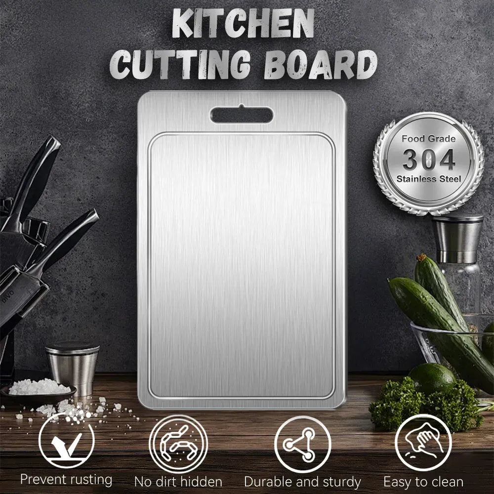 Double-Sided Titanium Cutting Board in Silver, , 1.5mm Thickness for Kitchen and Camping