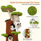 Large Multi-Level Cat Tree Tower in Green & Brown with Plush and Wood Design, 61x148cm