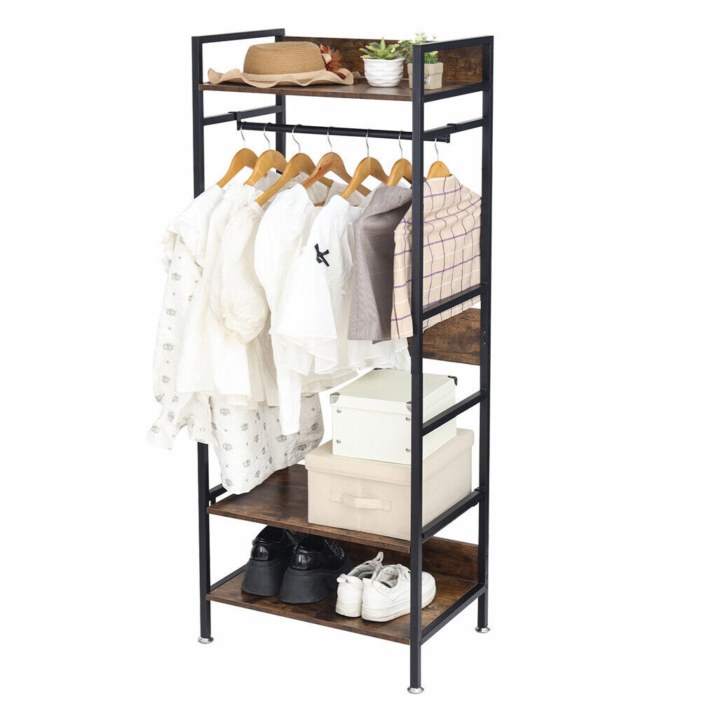 Metal Garment Rack Coat Stand MDF & Iron Organizer