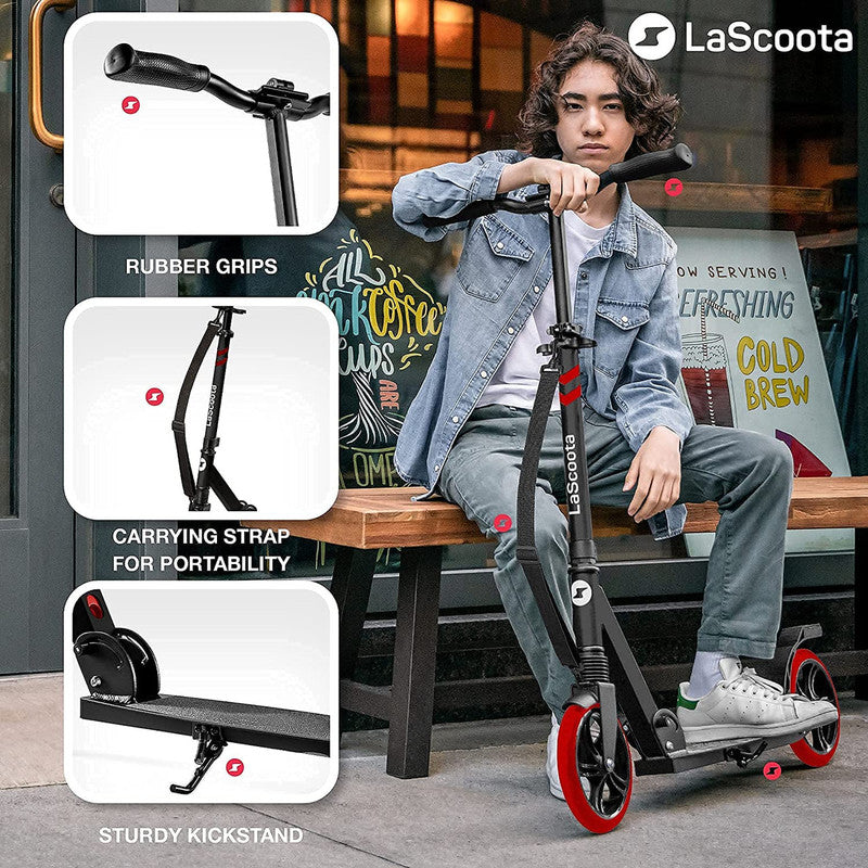 Lascoota Pulse Kick Push Commuter Scooter Teen Adult - Black