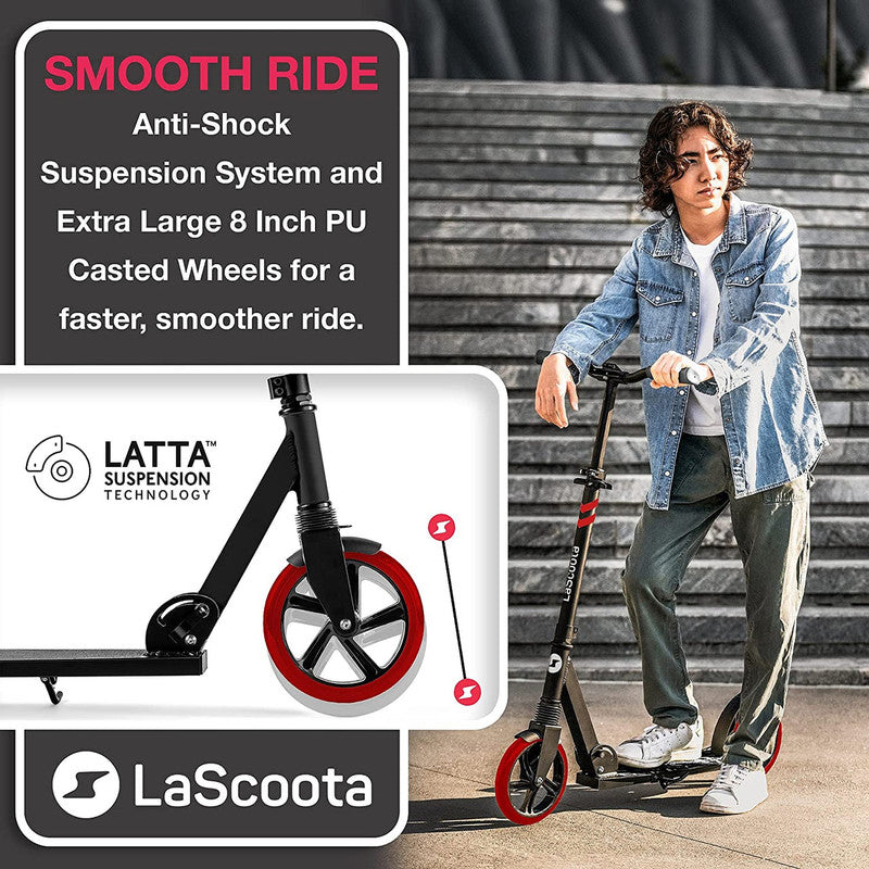 Lascoota Pulse Kick Push Commuter Scooter Teen Adult Black