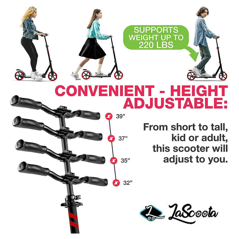 Lascoota Pulse Kick Push Commuter Scooter Teen Adult - Black