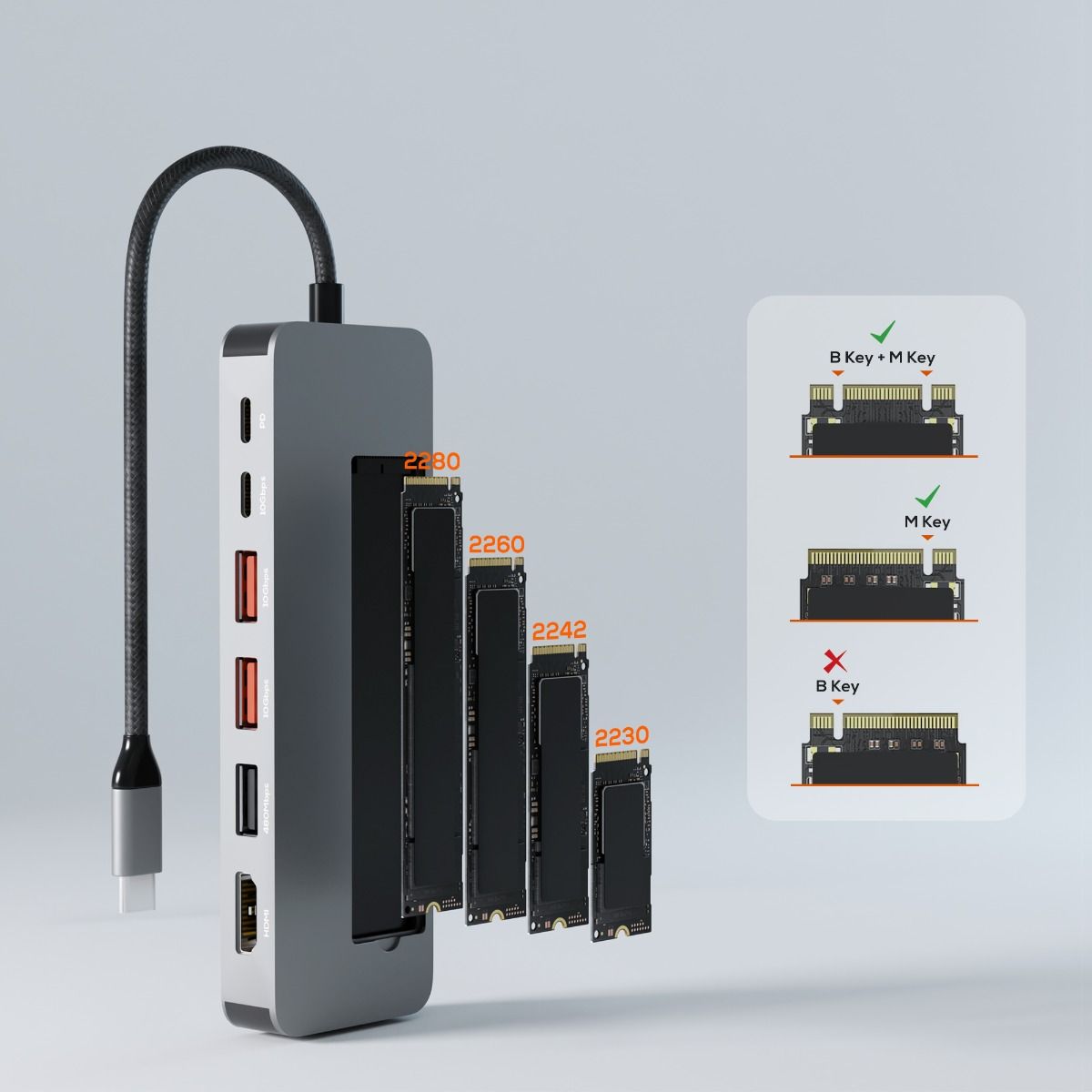mbeat Elite 9-in-1 USB-C Multiport Hub with Built-in M.2 NVMe SSD Enclosure
