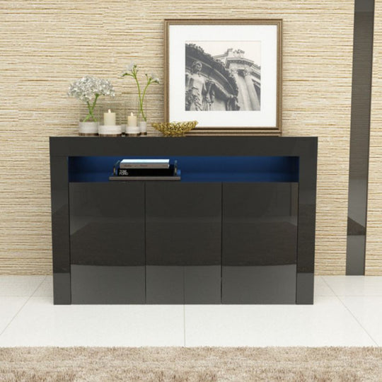 LED High Gloss White Buffet Kitchen Cabinet Sideboard Cupboard Black