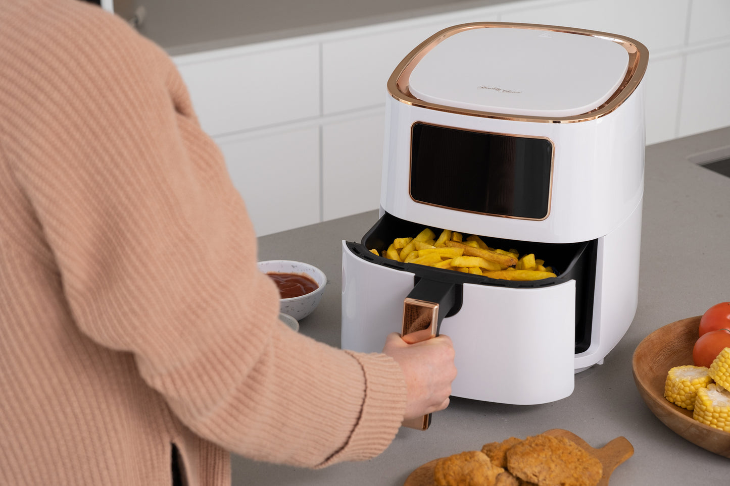 7L Digital Air Fryer (White Rose Gold) 1700W, <200¬∞C, 8 Cooking Settings