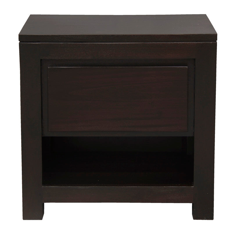 Amsterdam Solid Mahogany Timber 1 Drawer Bedside Table (Chocolate)