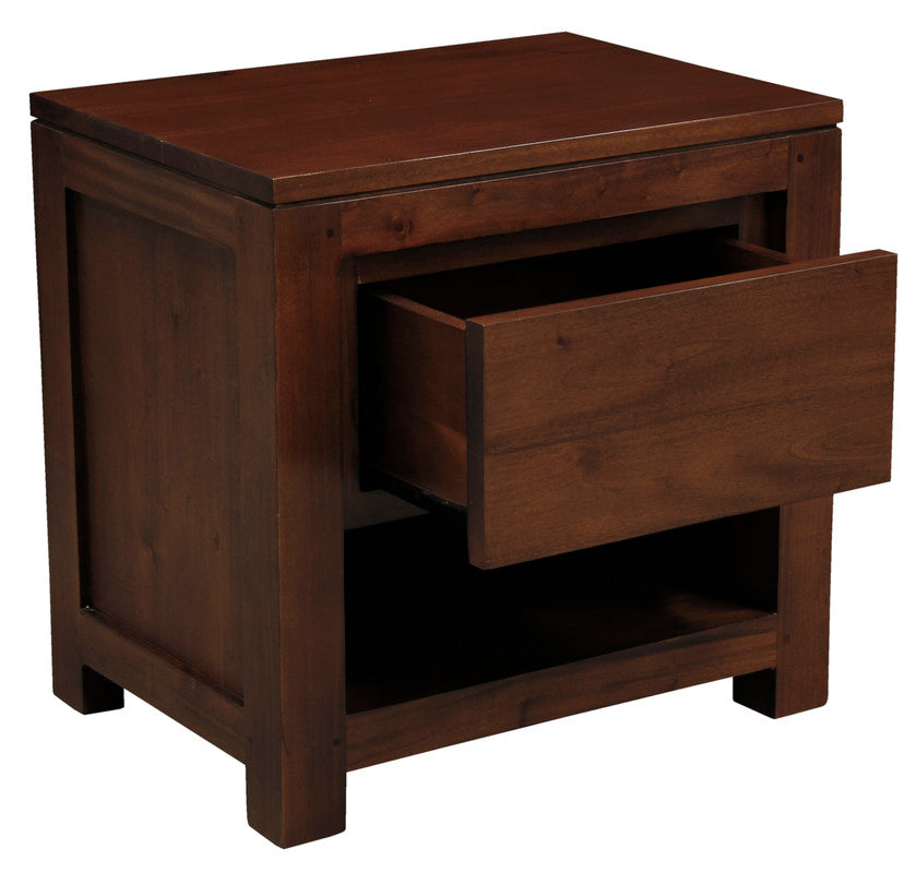 Amsterdam Solid Mahogany Bedside Table 1 Drawer - Mahogany