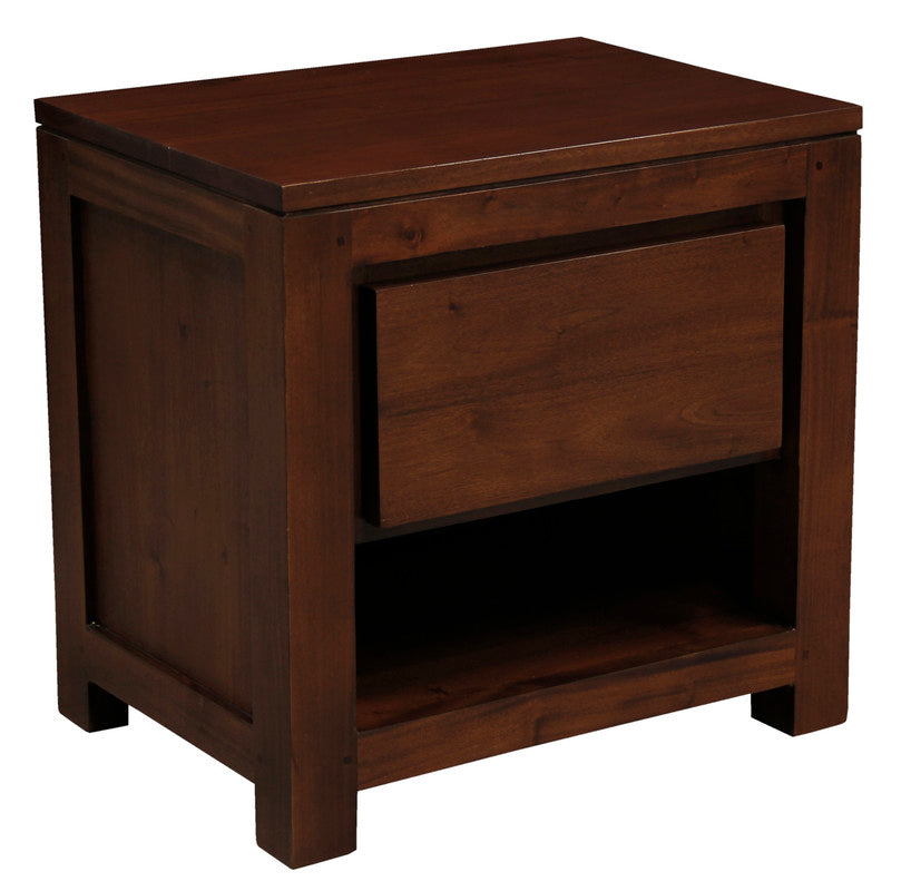 Amsterdam Solid Mahogany Bedside Table 1 Drawer - Mahogany