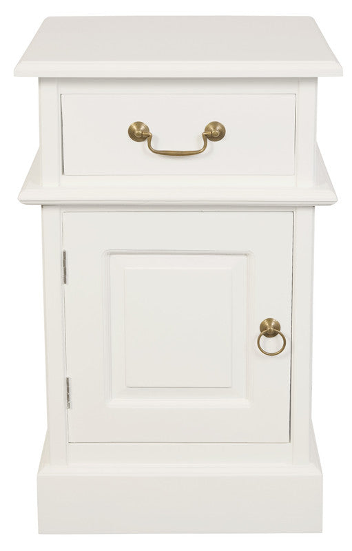 Tasmania 1 Solid Door 1 Drawer Bedside (White)