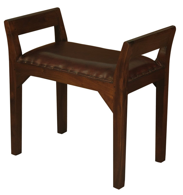 Wilson Leather Single Seater Stool/Bench (Mahogany)