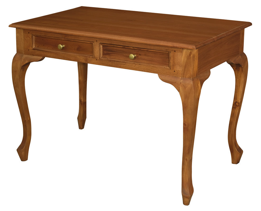 Queen Anne 2 Drawer Desk (Light Pecan)