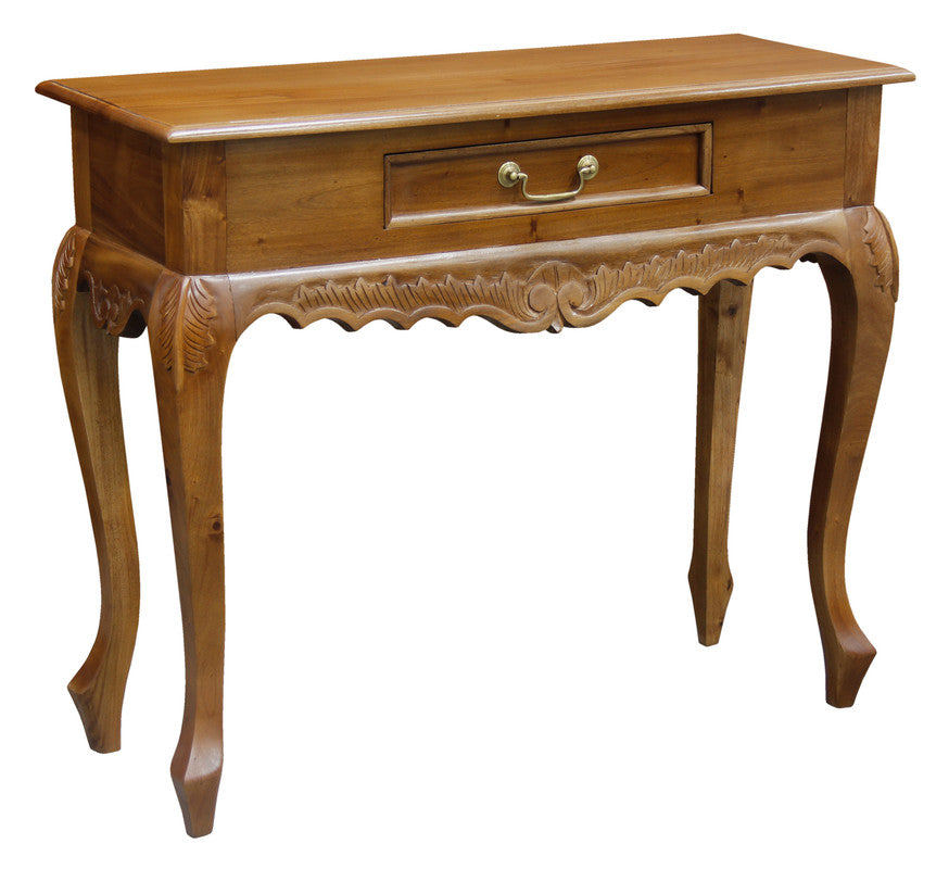 Sierra Carved 1-Drawer Sofa Table - Light Pecan