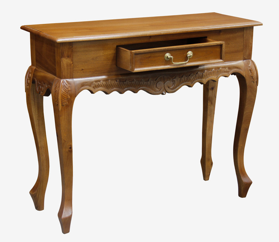 Sierra Carved 1-Drawer Sofa Table - Light Pecan