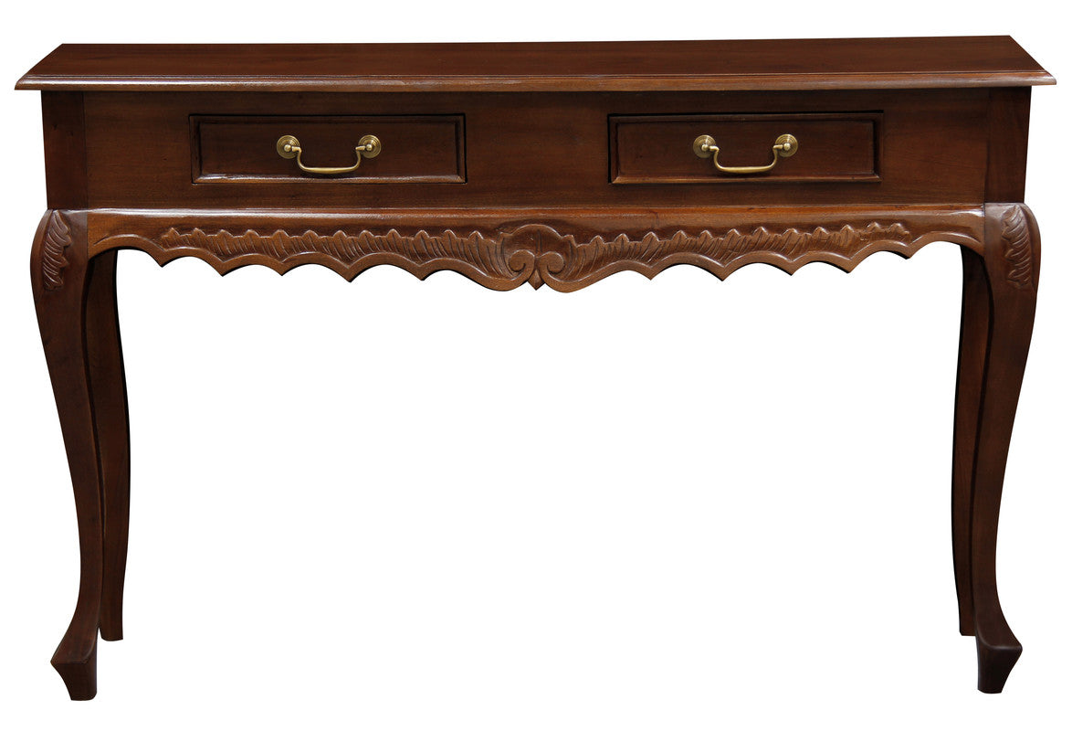 Seine 2 Drawer Carved Sofa Table (Mahogany)