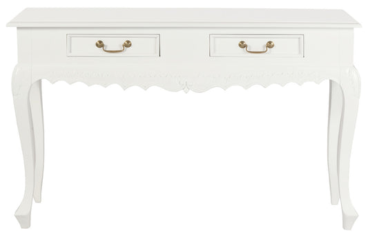 Seine 2 Drawer Carved Sofa Table (White)