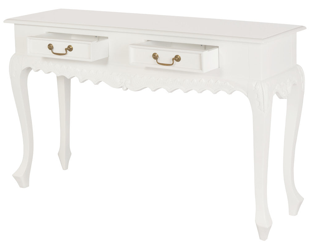 Seine 2-Drawer Carved Sofa Table - White