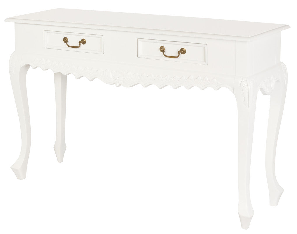 Seine 2-Drawer Carved Sofa Table - White