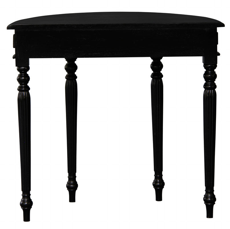 Huntley Turn Leg Half Round Sofa Table - Black