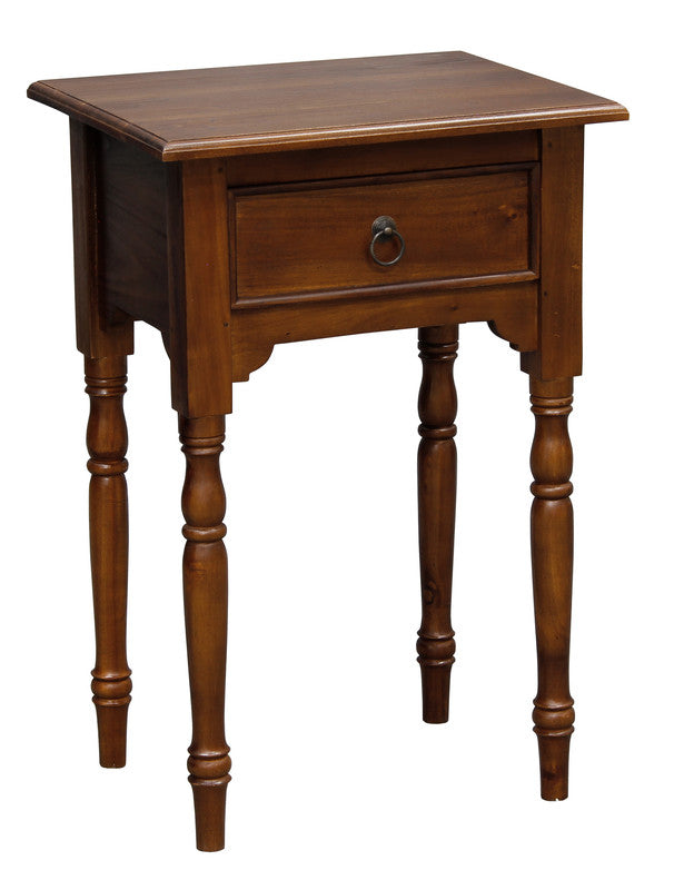 Milly Turn Leg 1-Drawer Side Table - Mahogany