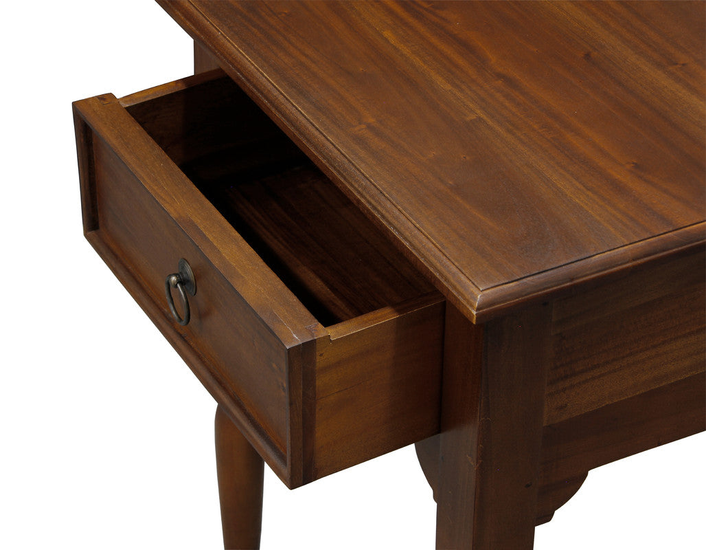 Milly Turn Leg 1-Drawer Side Table - Mahogany