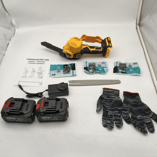Mini Cordless Chainsaw 36V 8" Rechargeable Wood Cutter with 2 Batteries