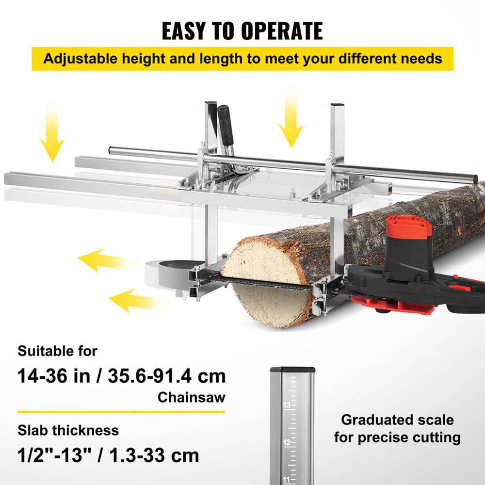 Chainsaw Mill For Saws 14"-36" Bar Furniture Making Wood Cutting Aluminum Steel