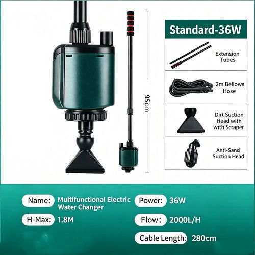 2000L/H 36W Aquarium Tool Electric Fish Tank Pump Water Changer Sand Washer AU