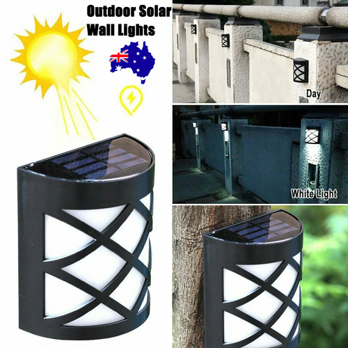 Outdoor Solar Wall Lights Door Garden Step Bright 6 LED Fence Light Path Lamp AU