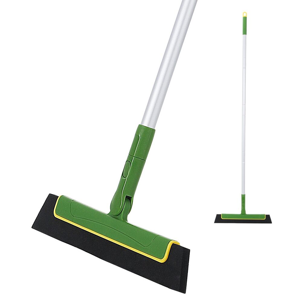 Green Floor Squeegee Wiper Broom for Tile Cleaning with Extendable Handle