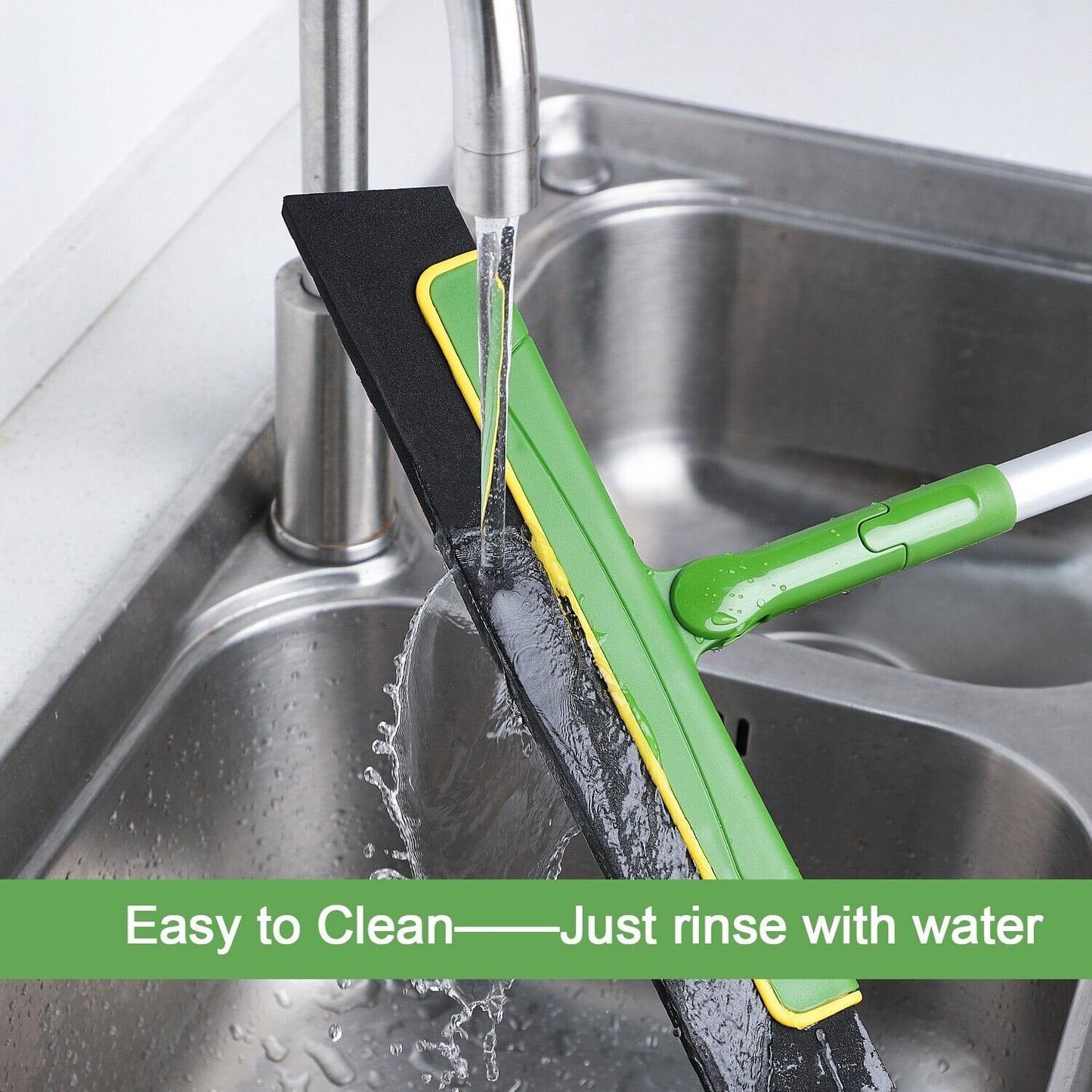 Green Floor Squeegee Wiper Broom for Tile Cleaning with Extendable Handle