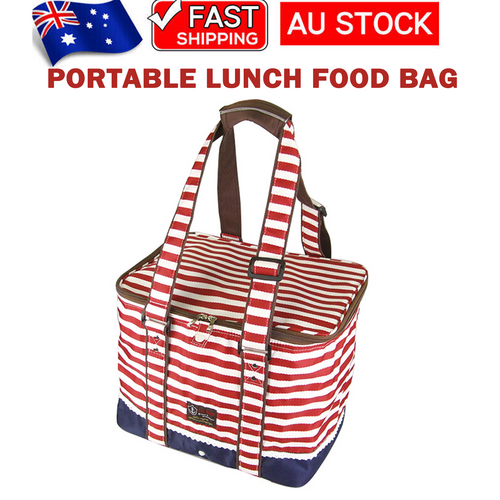 Red Insulated Picnic Bag Thermal Cooler Portable Lunch Food Tote Carry Storage Bag