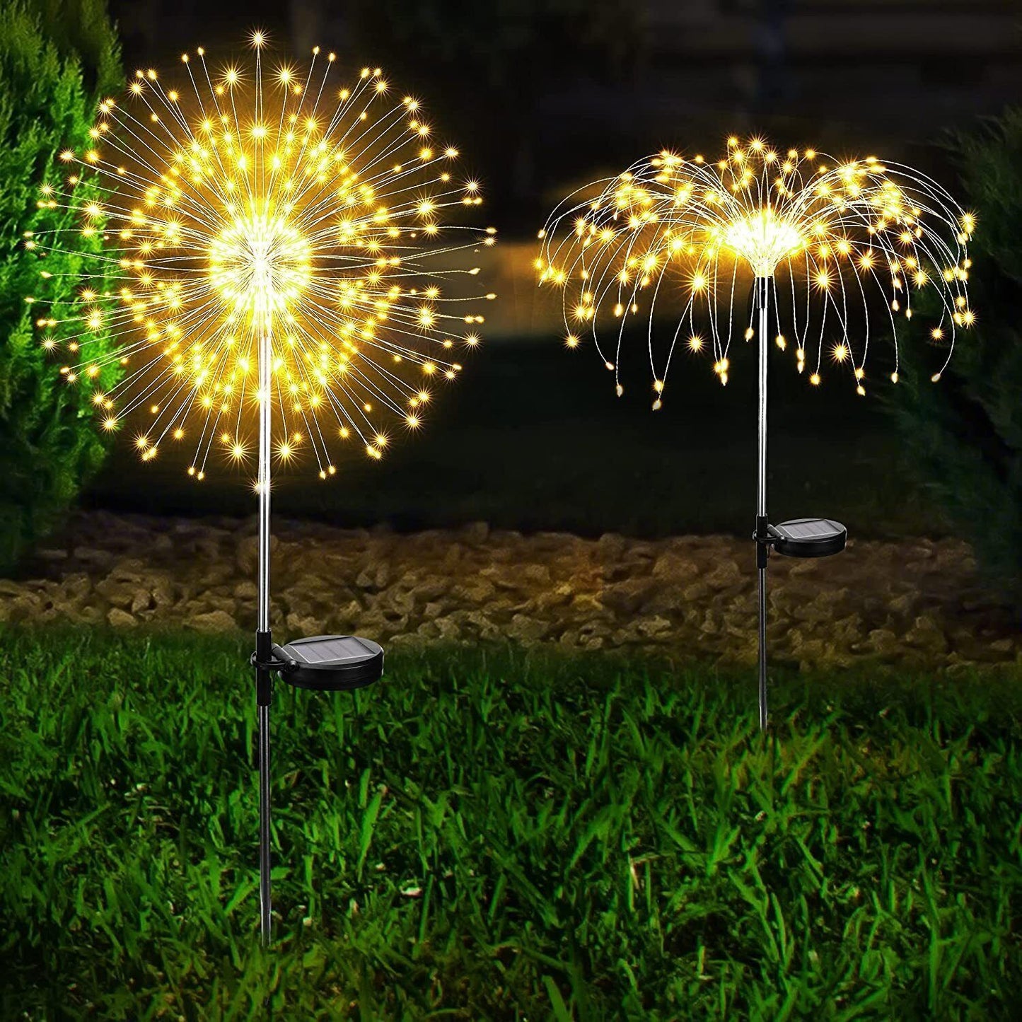 Fireworks 200 LED Fairy String Lights Starburst Solar Xmas Garden Night Lamp - Warm White